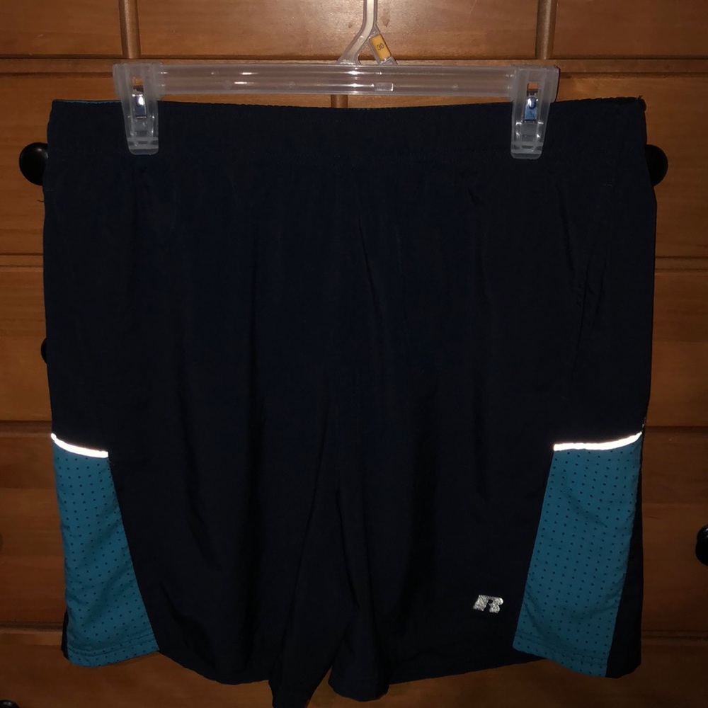 Men’s Navy blue athletic stretch running shorts